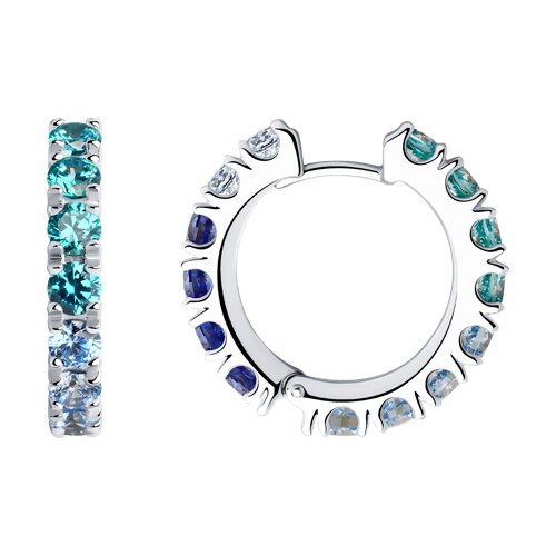 Cercei Creole din argint  cu pietre Cubic Zirconia Colorat
