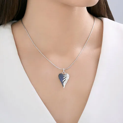 Pandantiv din aur alb cu Diamant, Safir