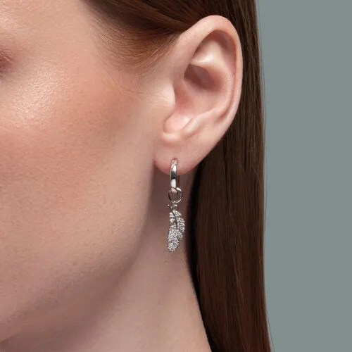 Cercei Creole din argint cu Cubic Zirconia Incolor