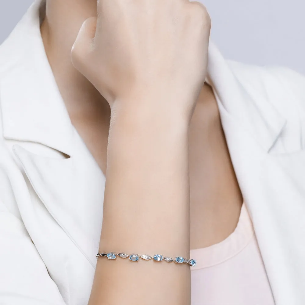 Brățară din argint cu Cubic Zirconia Incolor, Topaz albastru