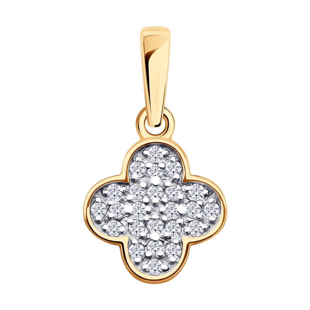 Pandantiv din aur roșu cu pietre Cubic Zirconia Incolor