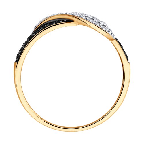 Кольцо из красного золота с камнями Бриллиант, Черный бриллиант