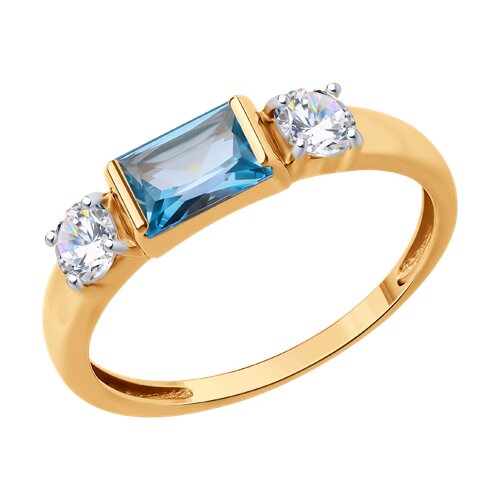 Inel din aur roșu cu pietre Cubic Zirconia Incolor, Topaz Swiss