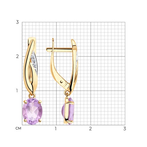 Cercei Suspendați din aur roșu cu pietre Cubic Zirconia Incolor, Ametist