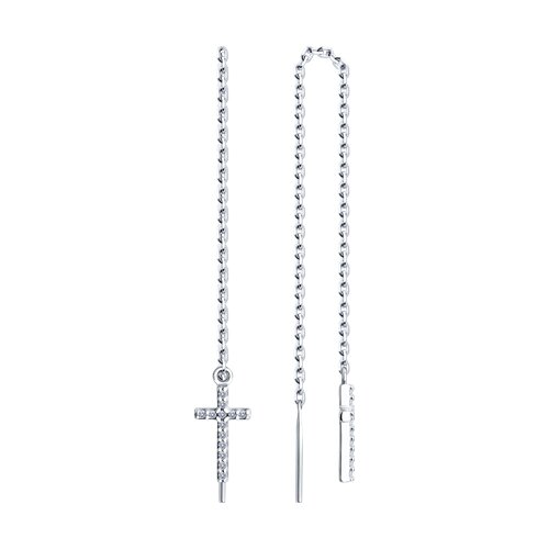 Cercei Lanț din argint  cu pietre Cubic Zirconia Incolor