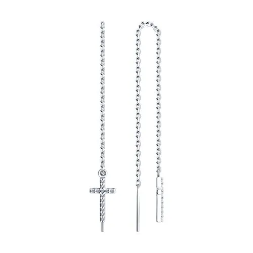 Cercei Lanț din argint cu Cubic Zirconia Incolor