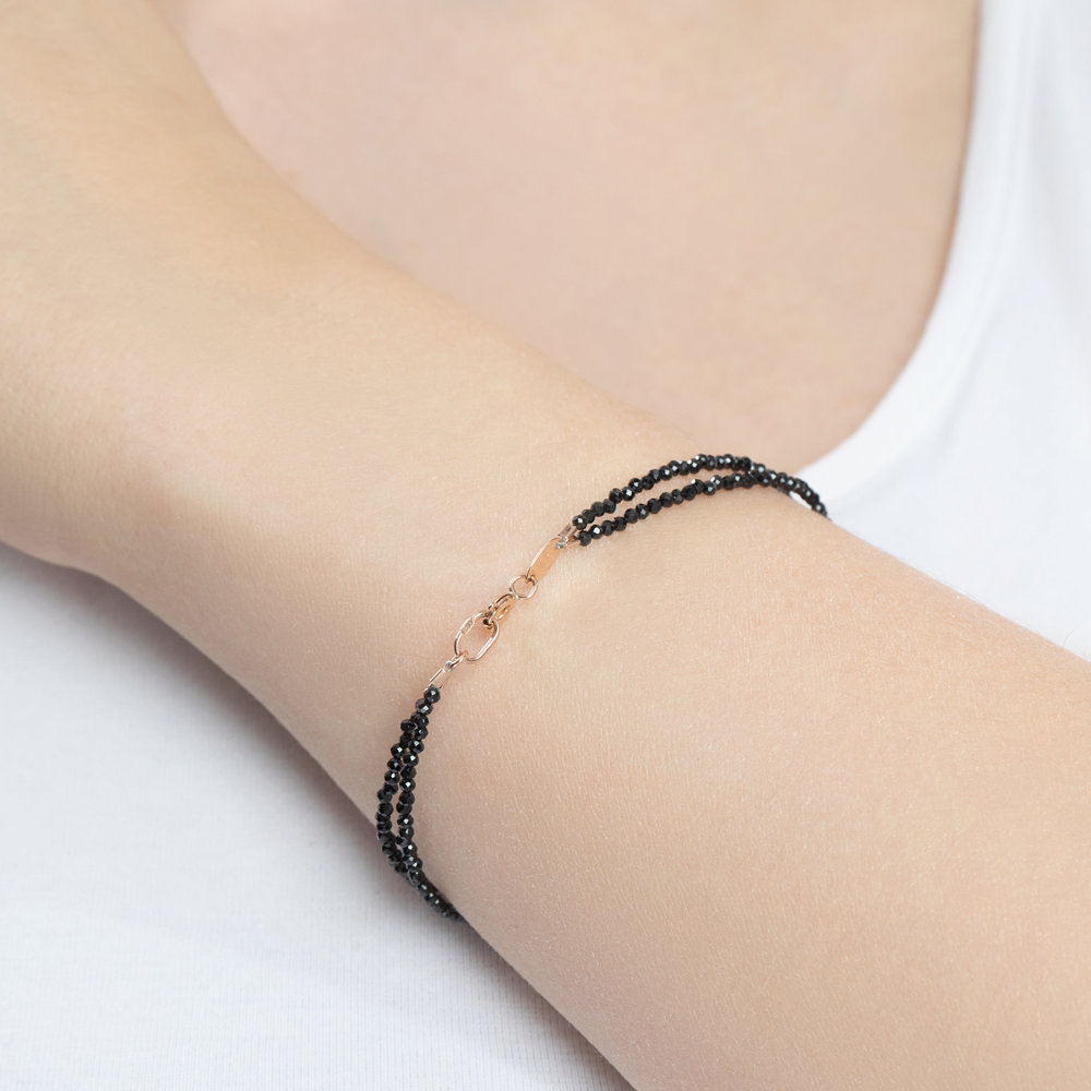 Brățară din aur roșu cu pietre Diamant, Diamant negru și Spinel natural