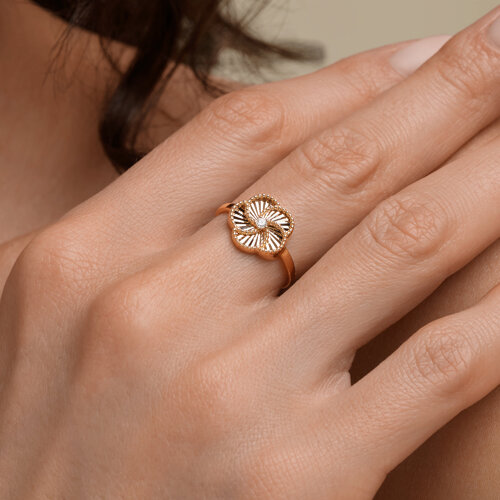 Inel din aur roșu cu pietre Cubic Zirconia Incolor