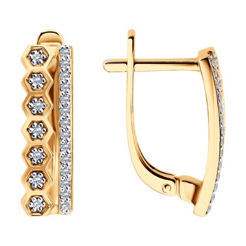 Cercei din aur roșu cu pietre Diamant