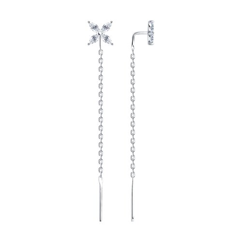 Серьги Продёвки из серебра с камнями Фианит