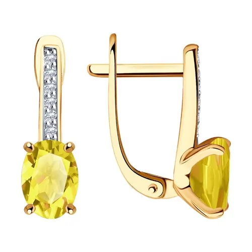Cercei din aur roșu cu Cubic Zirconia Incolor, Citrin