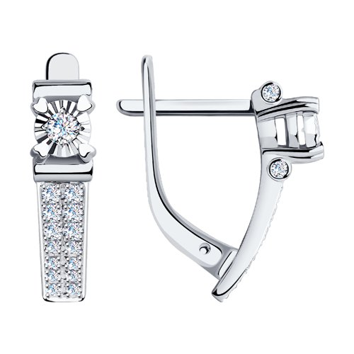 Cercei din aur alb cu pietre Diamant