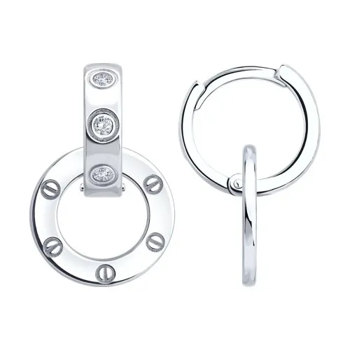 Cercei Creole din argint cu Cubic Zirconia Incolor