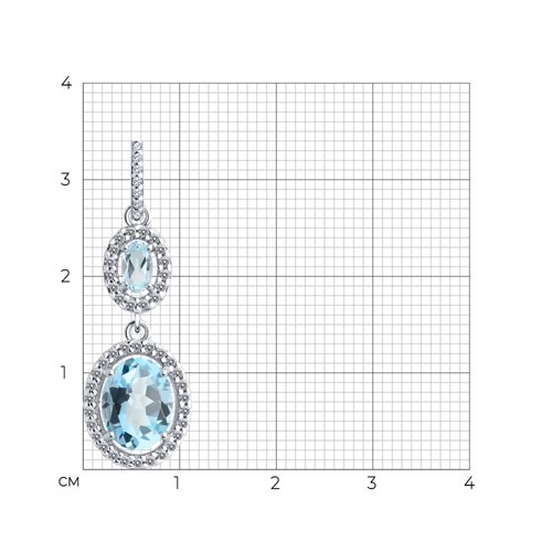 Pandantiv din argint  cu pietre Cubic Zirconia Incolor, Topaz albastru