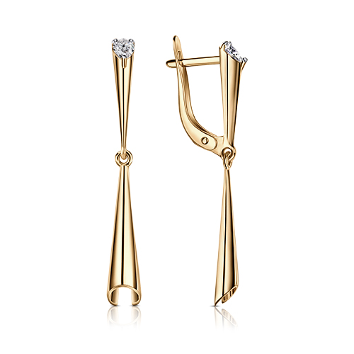 Cercei p-u copii din aur roșu cu pietre Cubic Zirconia Incolor