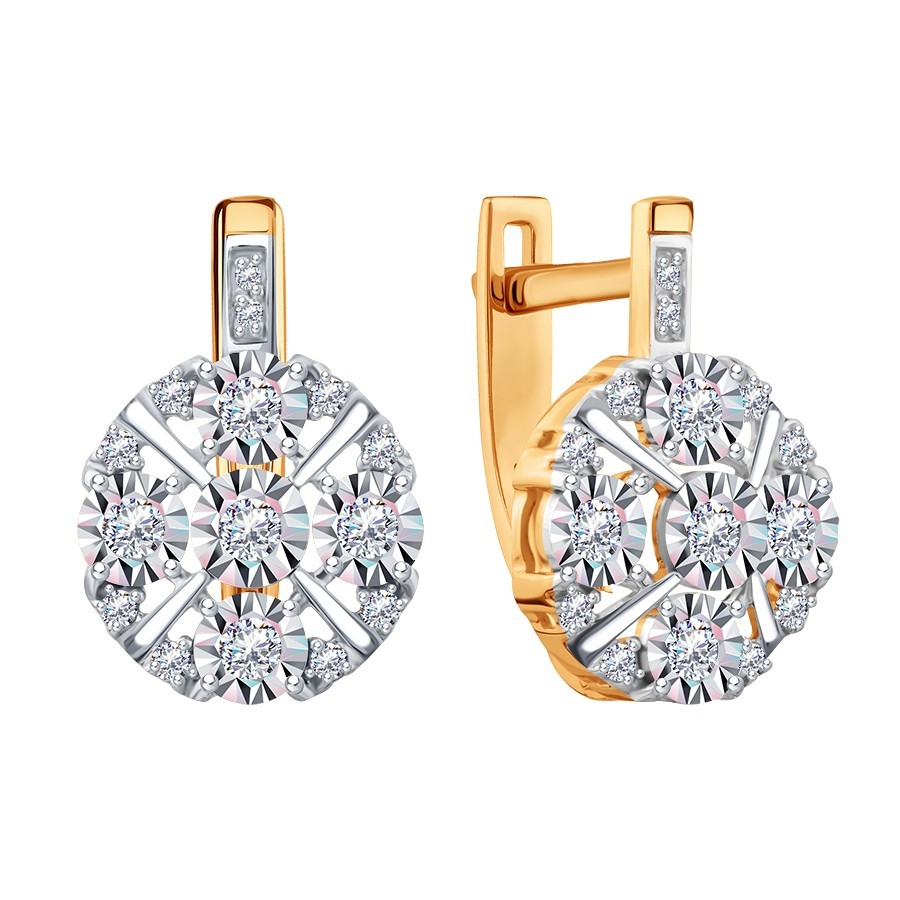 Cercei din aur roșu cu pietre Diamant