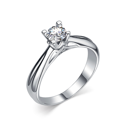 Кольцо из белого золота с камнями Фианит