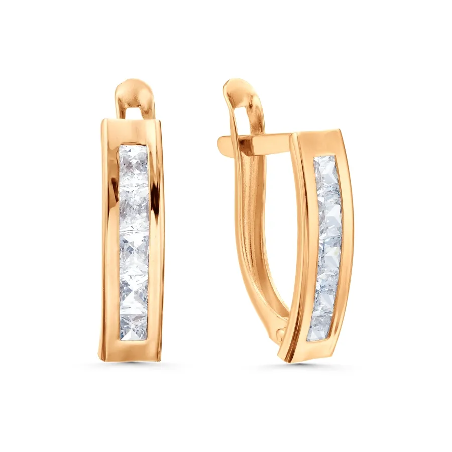 Cercei din aur roșu cu Cubic Zirconia Incolor
