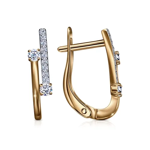 Cercei din aur roșu cu Cubic Zirconia Incolor