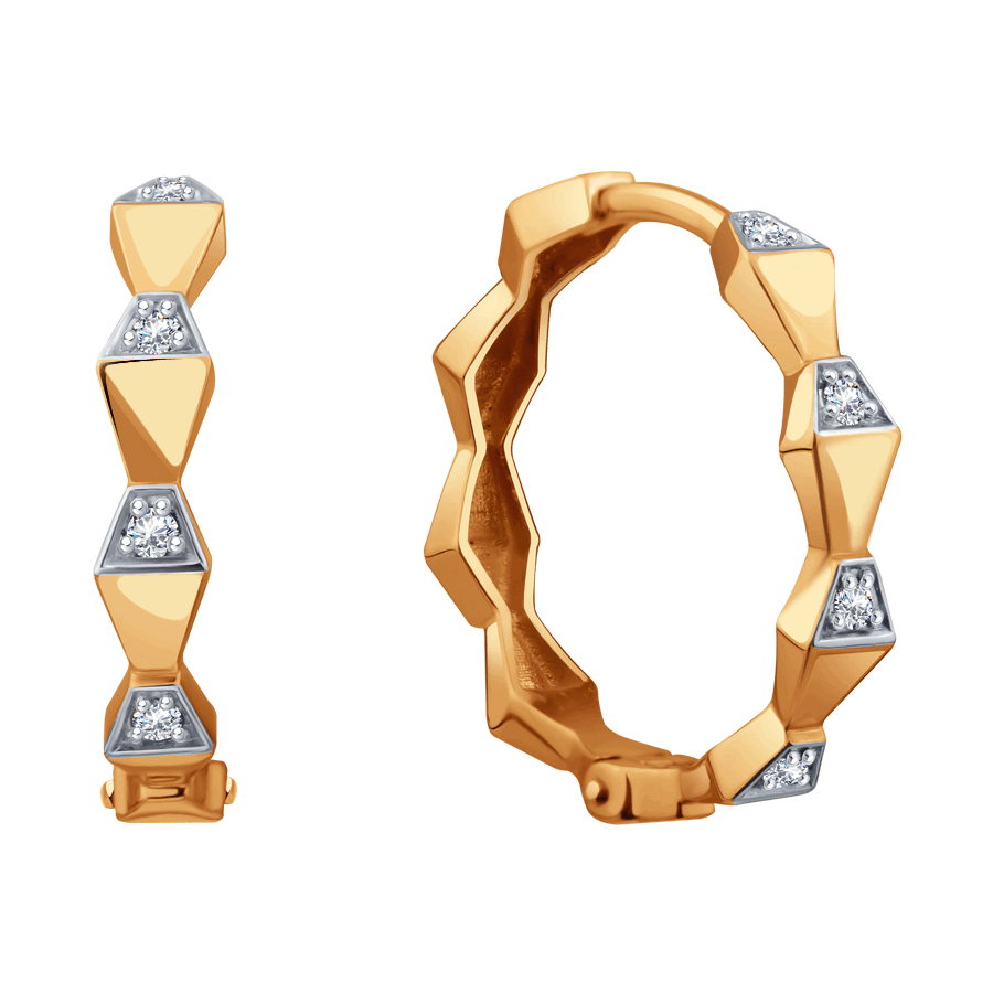 Серьги Конго из красного золота с камнями Бриллиант