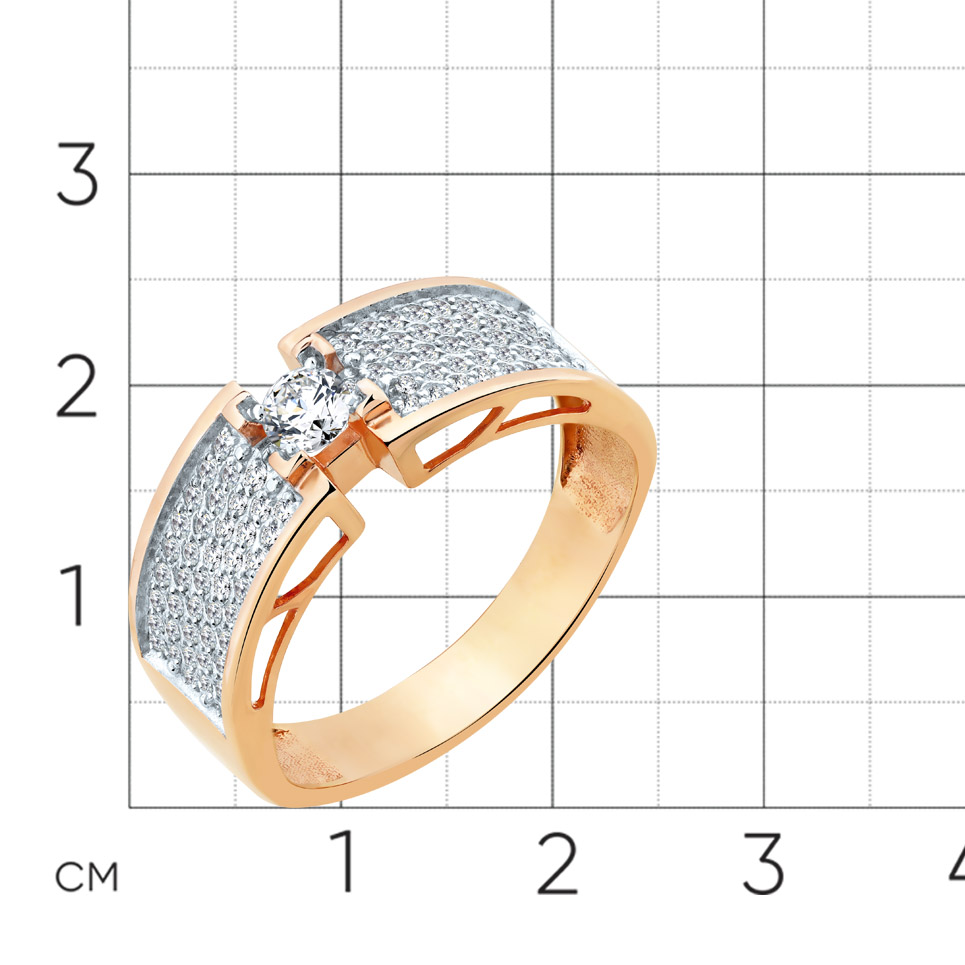 Inel din aur roșu cu pietre Cubic Zirconia Incolor