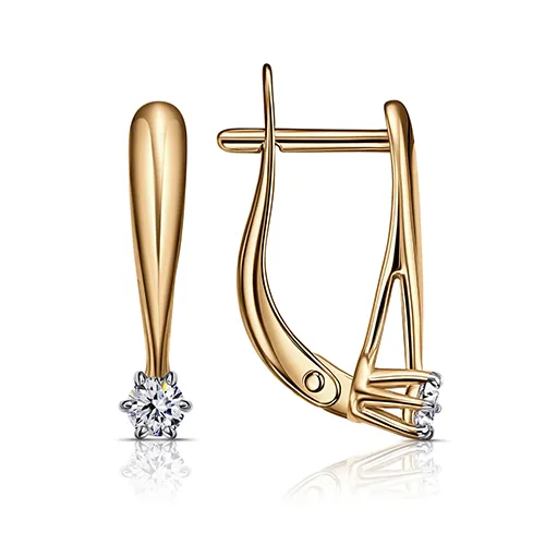 Cercei din aur roșu cu Cubic Zirconia Incolor