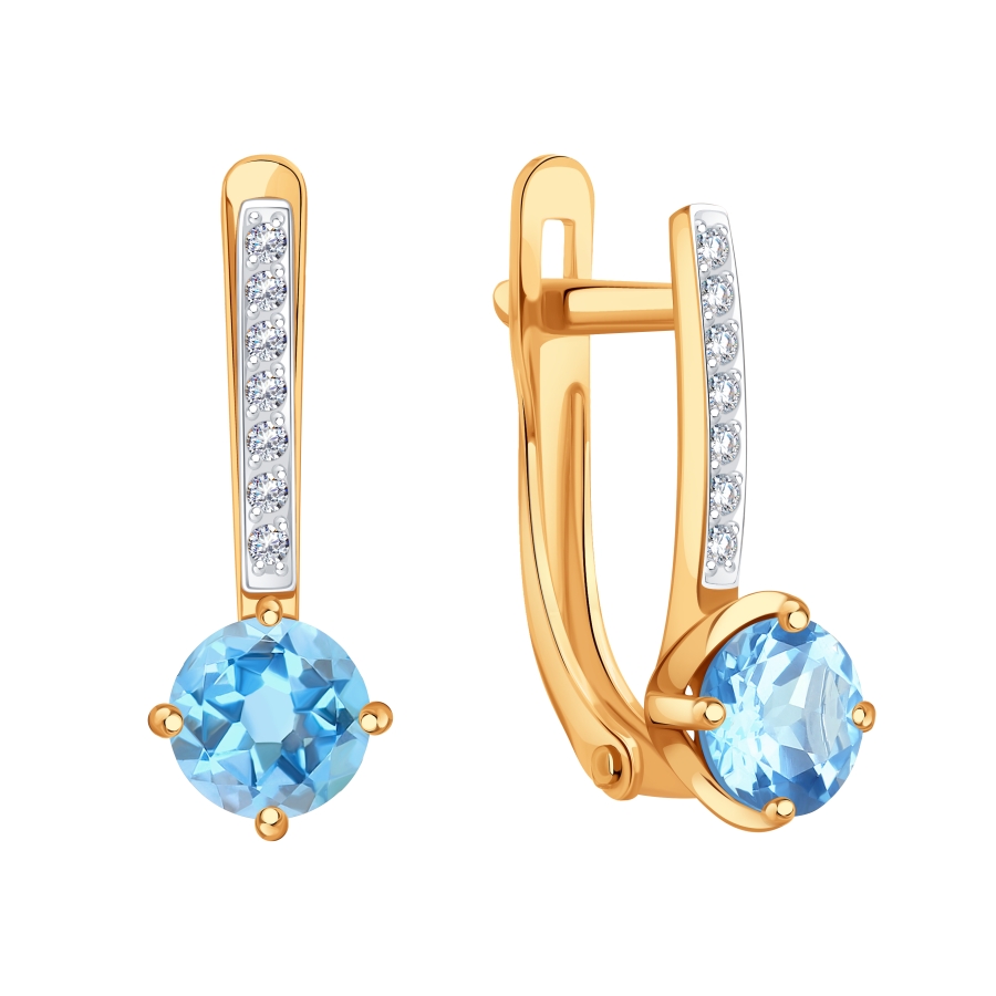 Cercei din aur roșu cu pietre Cubic Zirconia Incolor, Topaz