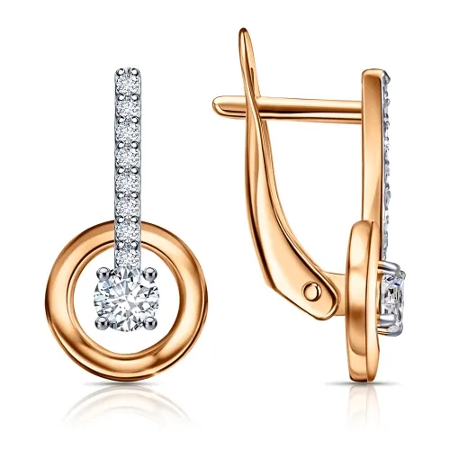 Cercei din aur roșu cu Cubic Zirconia Incolor
