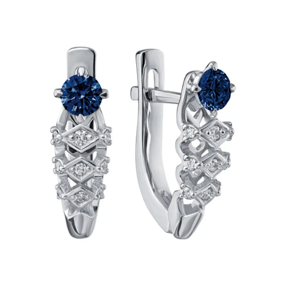 Cercei din aur alb cu Diamant, Safir