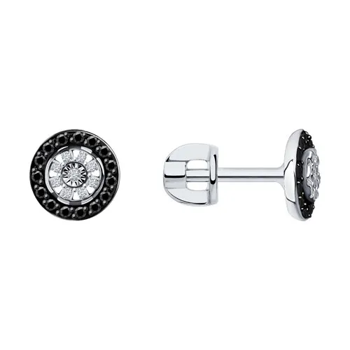 Cercei Pusete din aur alb cu Diamant, Diamant negru