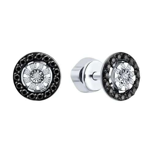 Cercei Pusete din aur alb cu Diamant, Diamant negru