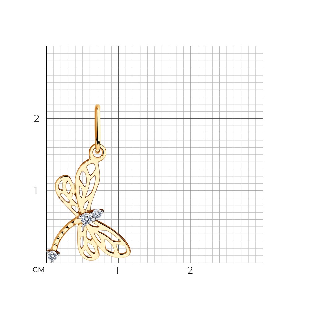 Pandantiv din aur roșu cu pietre Cubic Zirconia Incolor