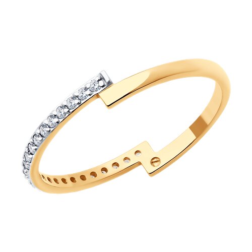 Inel din aur roșu cu pietre Cubic Zirconia Incolor