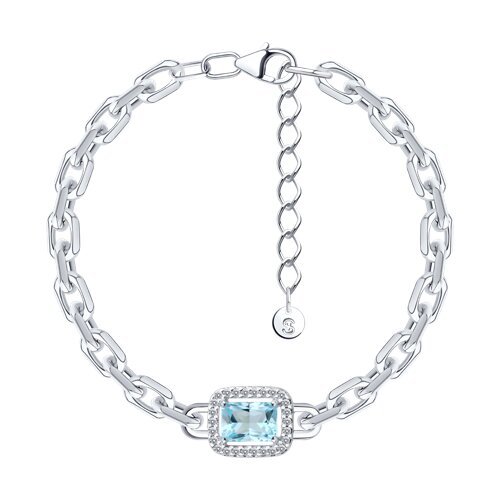 Brățară din argint  cu pietre Cubic Zirconia Incolor, Topaz albastru