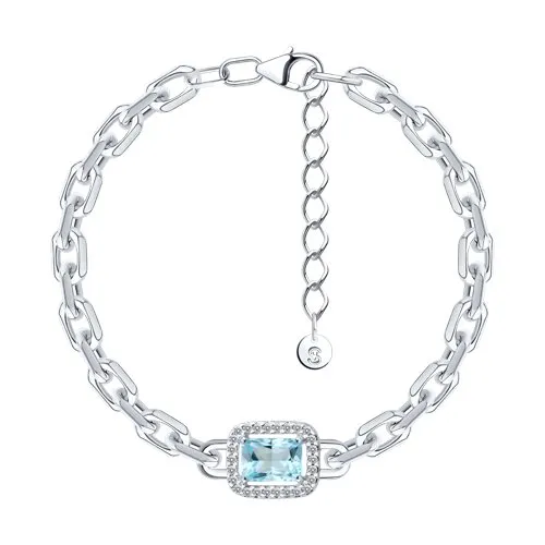 Brățară din argint cu Cubic Zirconia Incolor, Topaz albastru