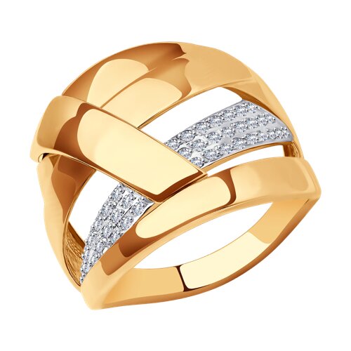 Inel din aur roșu cu pietre Cubic Zirconia Incolor