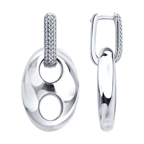 Серьги Конго из серебра с камнями Фианит