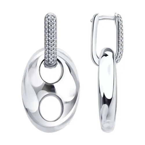 Серьги Конго из серебра с камнями Фианит