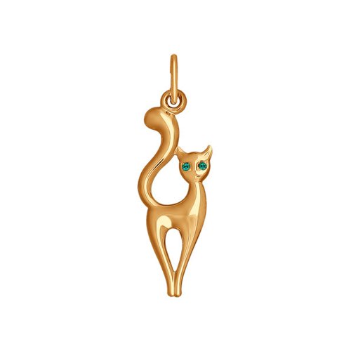 Pandantiv din aur roșu cu pietre Cubic Zirconia Verde