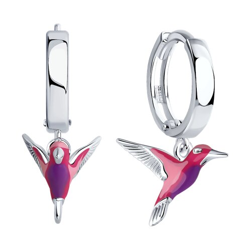 Cercei Creole din argint  cu pietre Emailare