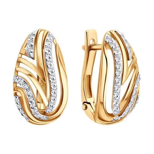 Cercei din aur roșu cu Cubic Zirconia Incolor