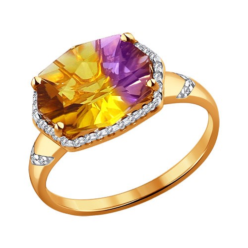Inel din aur roșu cu pietre Cubic Zirconia Incolor, Sital Ametrin (sint.)