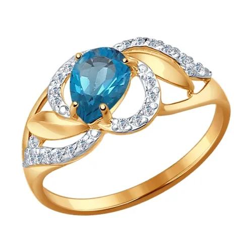 Inel din aur roșu cu Cubic Zirconia Incolor, Topaz London