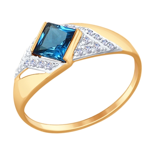 Inel din aur roșu cu pietre Cubic Zirconia Incolor, Topaz London