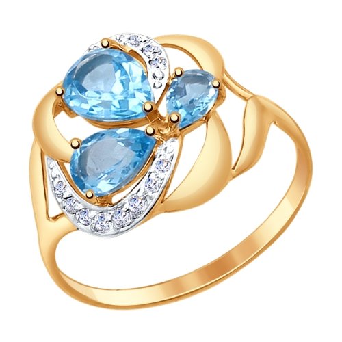 Inel din aur roșu cu pietre Cubic zirconia, Topaz Swiss