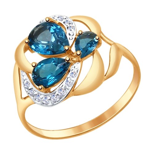 Inel din aur roșu cu pietre Cubic zirconia, Topaz London