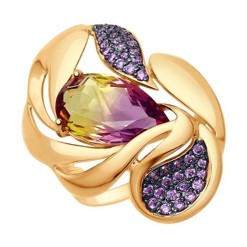 Inel din aur roșu cu pietre Cubic zirconia Liliachiu, Sital Ametrin (sint.)