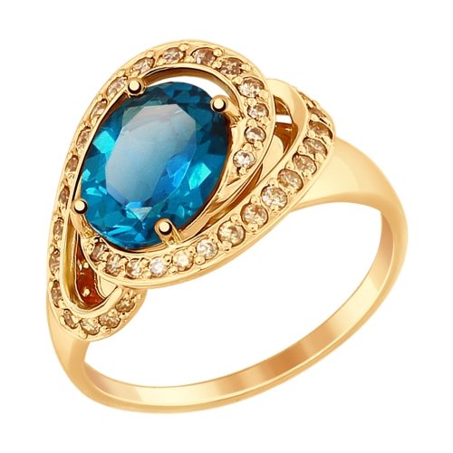 Inel din aur roșu cu pietre Cubic zirconia Galben, Topaz London