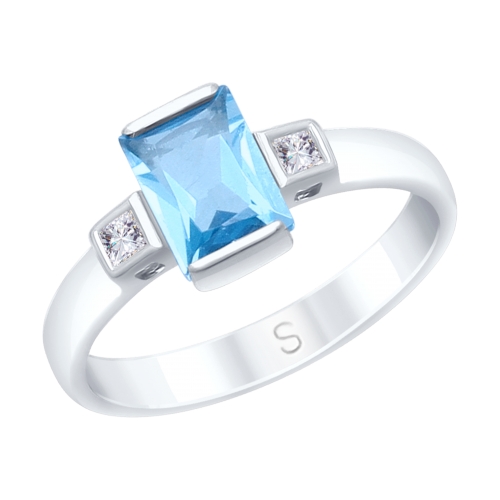 Inel din aur alb cu pietre Swarovski, Topaz Swiss