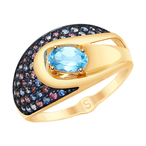 Inel din aur roșu cu pietre Cubic Zirconia Liliachiu, Swarovski și Topaz Swiss